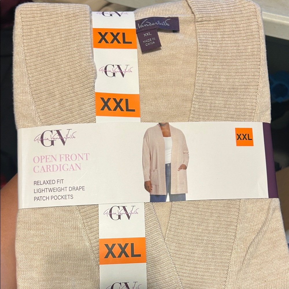 Gloria Vanderbilt Cream Open Front Cardigan